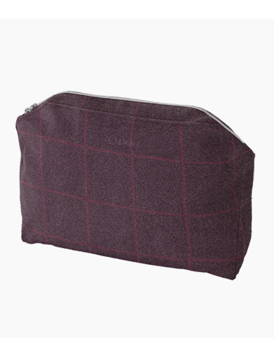 O bag Unique innerväska Quadra Burgundy med elegant vinrött rutmönster och dragkedja