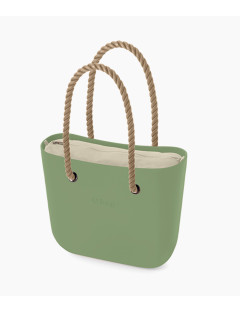 O bag Mini Matcha set med Natural innerväska långa rephandtag vänster