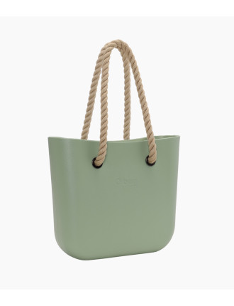 O bag Mini Matcha set med Natural innerväska och naturale rephandtag i vinkel