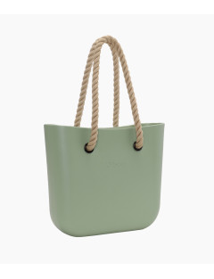 O bag Mini Matcha set med Natural innerväska och naturale rephandtag i vinkel