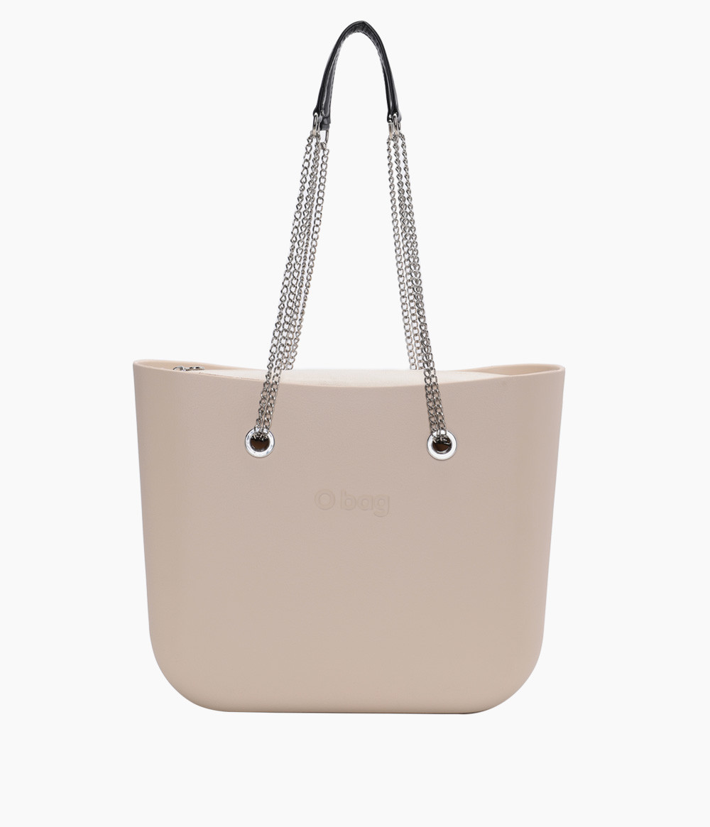 O bag Mini Sabbia komplett väska med Naturale innerväska och kedjehandtag