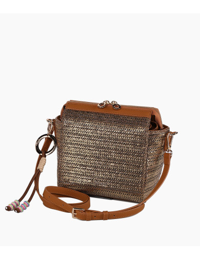 O bag Signature Champagne Metallic axelväska med metallisk vävd finish och avtagbar axelrem