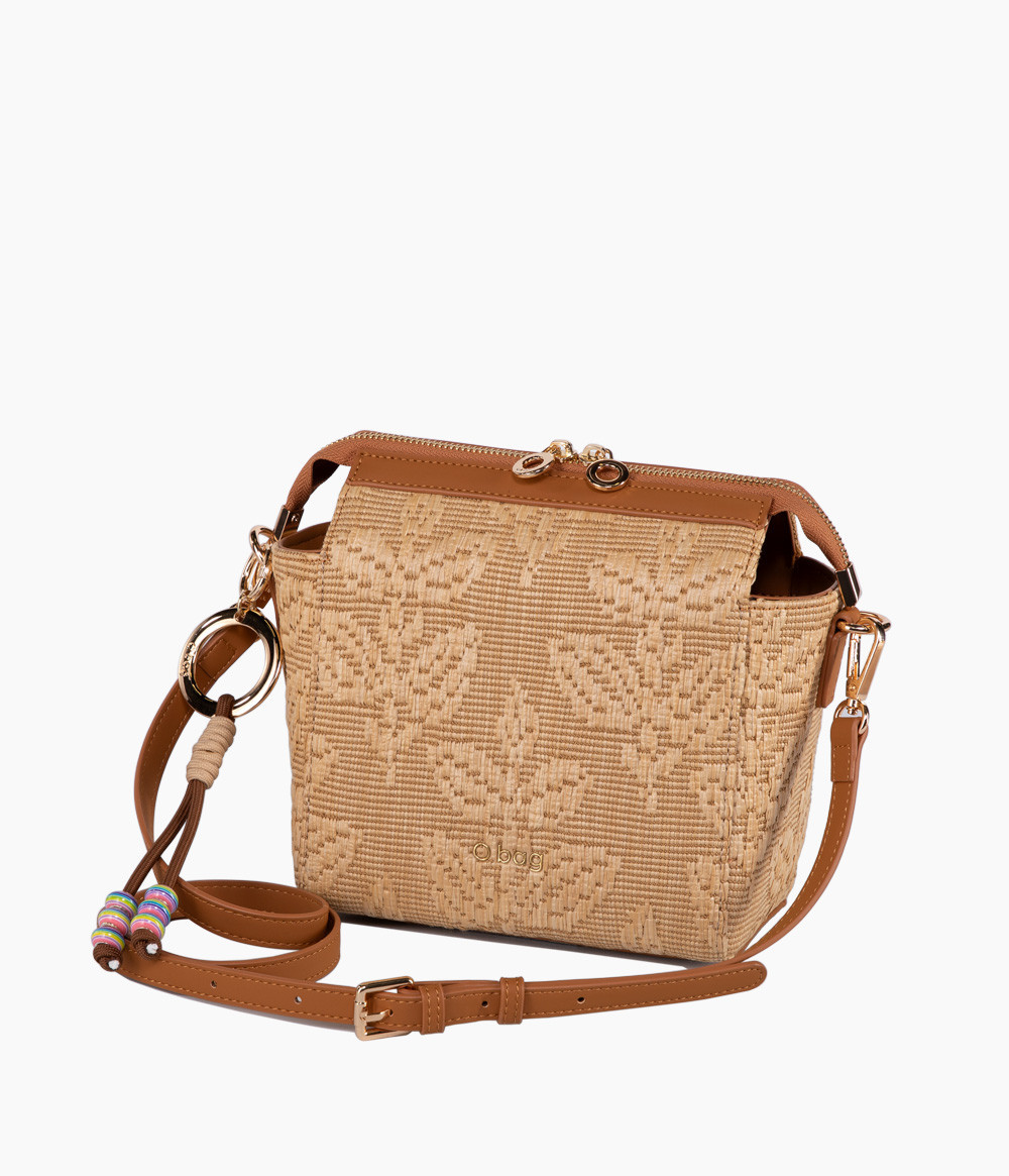 O bag Signature Champagne Jacquard axelväskamed kort handtag, avtagbar axelrem och lyxigt mönstrat innerfoder