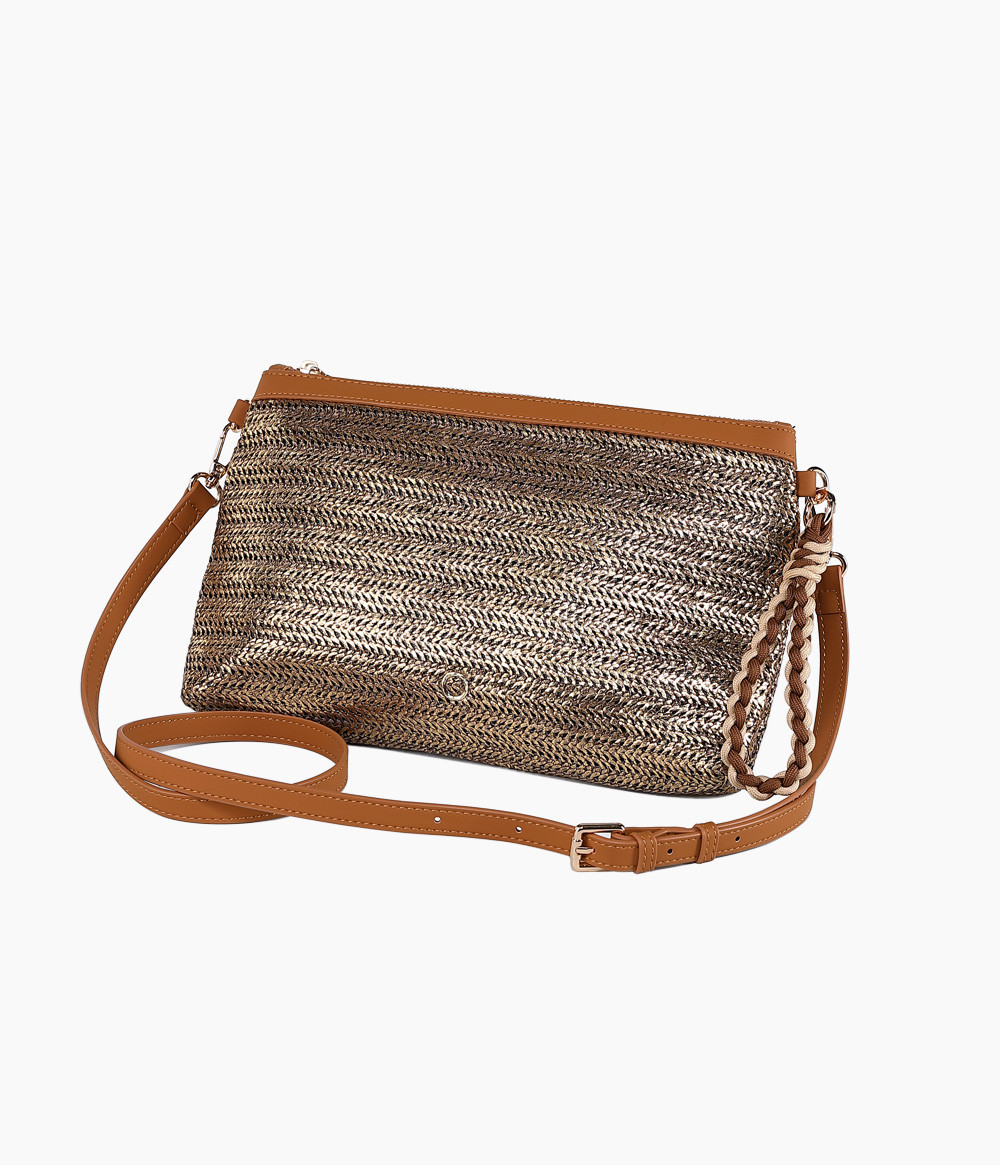 O bag Signature Mimosa Pochette Kuvertväska Metallic Bronze. framsida