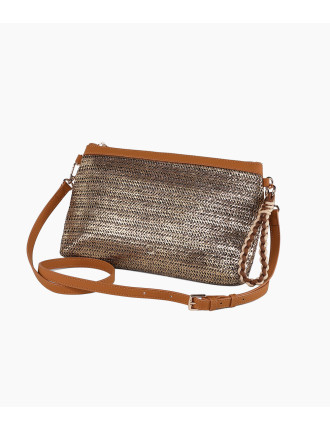 O bag Signature Mimosa Pochette Kuvertväska Metallic Bronze. framsida