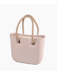 O bag Mini Sabbia med naturale innerväska och långa naturfärgade rephandtag front