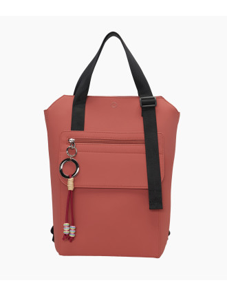 O bag Zaino Terra Rossa ryggsäck framifrån med utvändigt blixtlåsfack