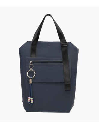 O bag Zaino Blue Navy marinblå ryggsäck framifrån
